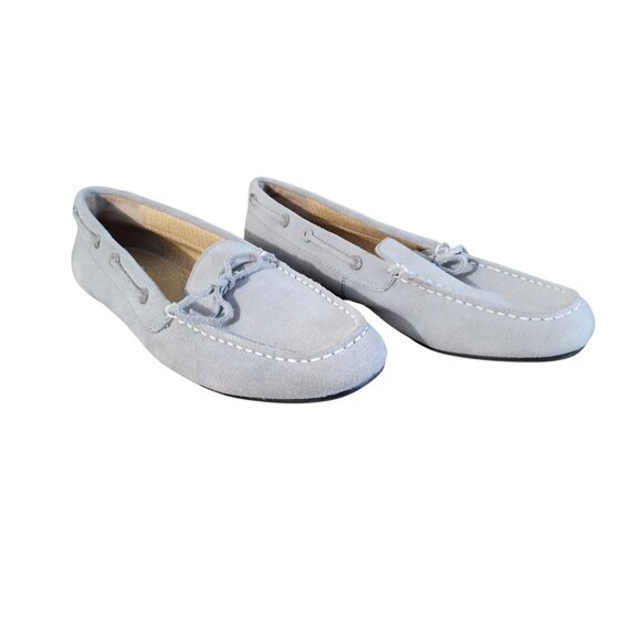 Womens Lands End Grey soft Suede Driving Shoes - Picture 1 of 8